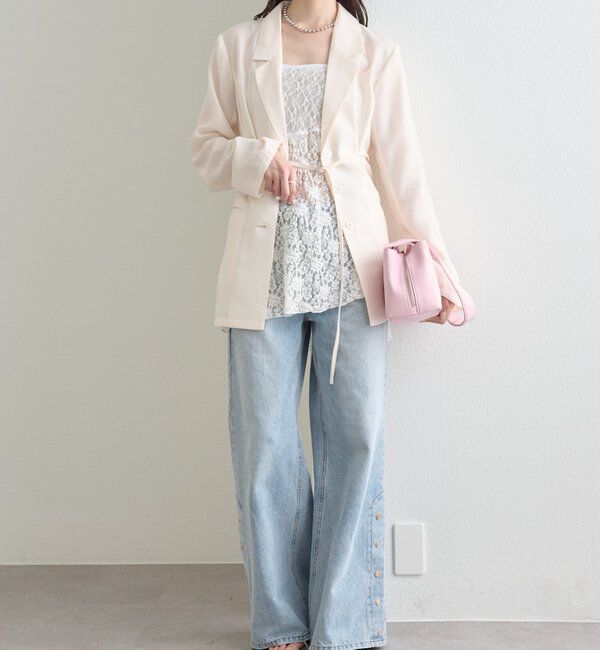  「ボタンスリットフレアデニム」|デニム|