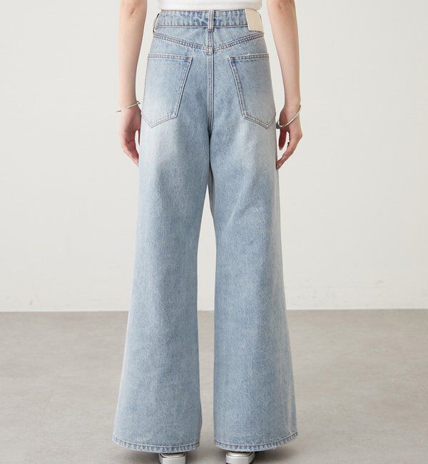  「ボタンスリットフレアデニム」|デニム|