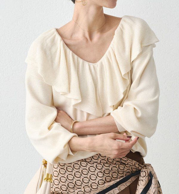  「フリルカラーニット」|ニット・セーター|アイボリー