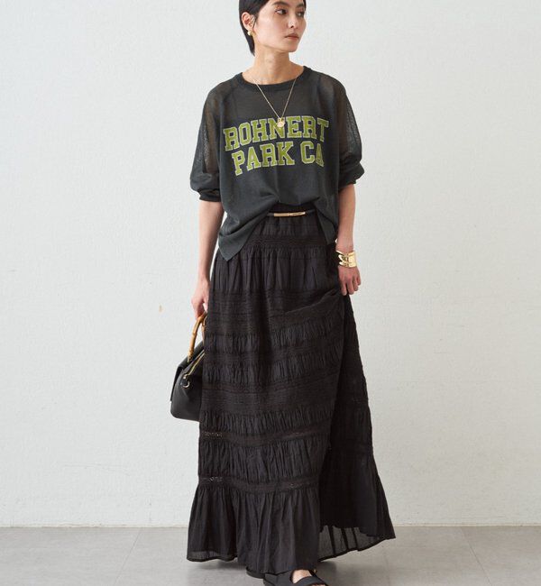  「【INDIA】ギャザーティアードレーススカート」|スカート|