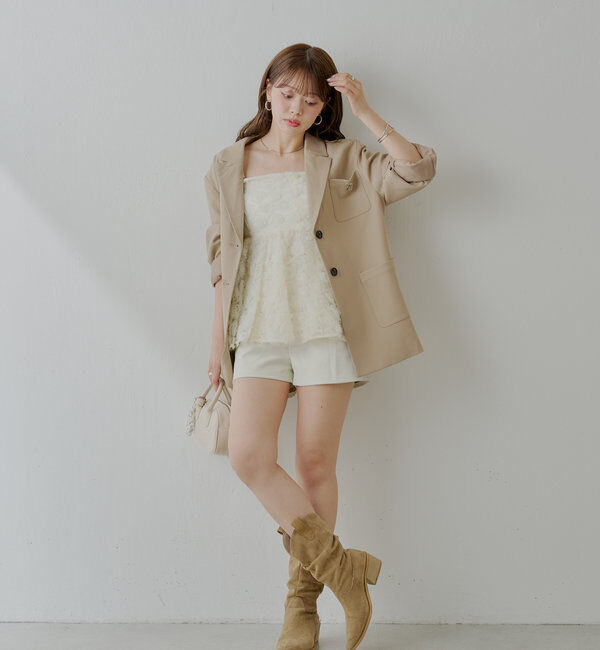  「ロゴブローチ付きオーバーシングルジャケット」|テーラードジャケット|