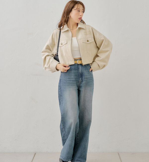  「【WEB限定/REVIVAL】胸ロゴショート丈スエードジップブルゾン」|ブルゾン・スタジャン|