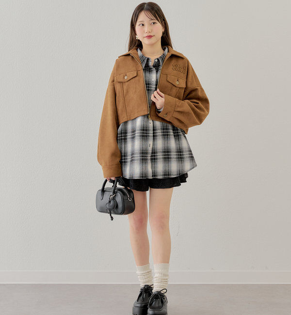  「【WEB限定/REVIVAL】胸ロゴショート丈スエードジップブルゾン」|ブルゾン・スタジャン|