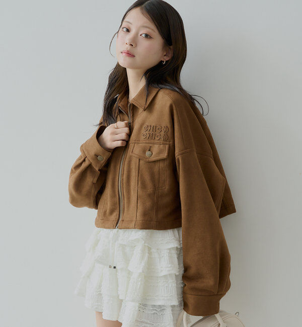  「【WEB限定/REVIVAL】胸ロゴショート丈スエードジップブルゾン」|ブルゾン・スタジャン|