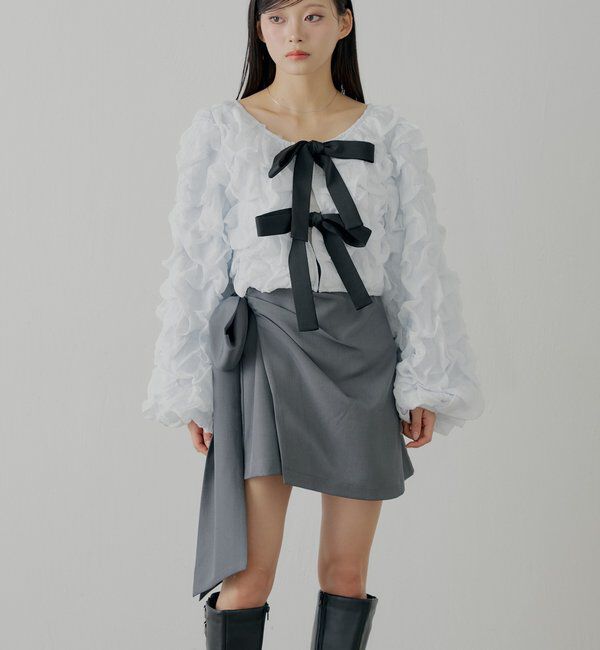  「【SALON by Chico】リボンラップスカート+スラックスハーフパンツ」|チノ|