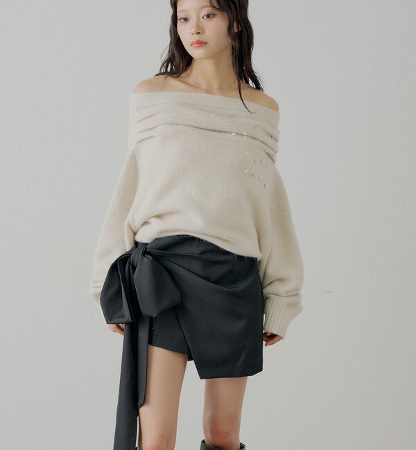  「【SALON by Chico】リボンラップスカート+スラックスハーフパンツ」|チノ|