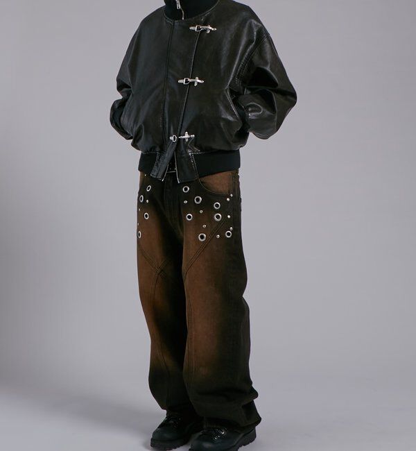  「ヴィンテージライクレザーファイヤーマンブルゾン」|ブルゾン・スタジャン|