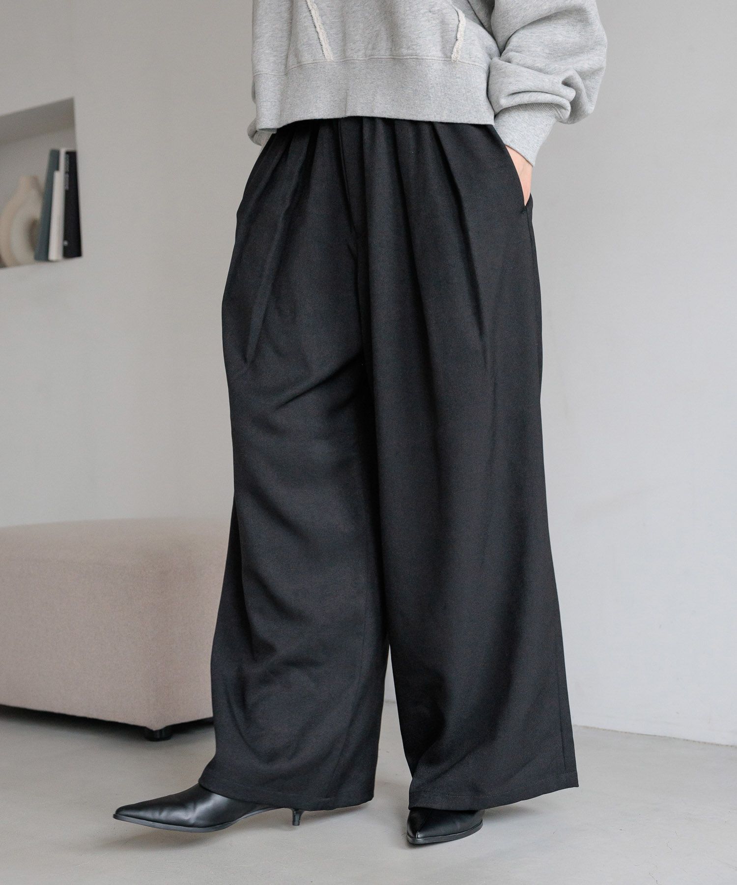 LOWRYS FARM「ウールライクイージーパンツ」|チノ|