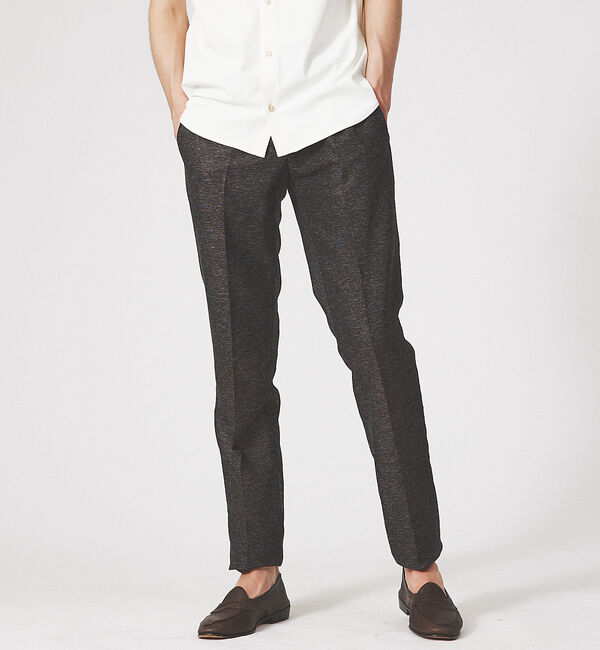 ABAHOUSE「【セットアップ対応/FLEX PANTS】カラミ織り ストレッチ メッシュ パン」|スラックス|ダークブラウン