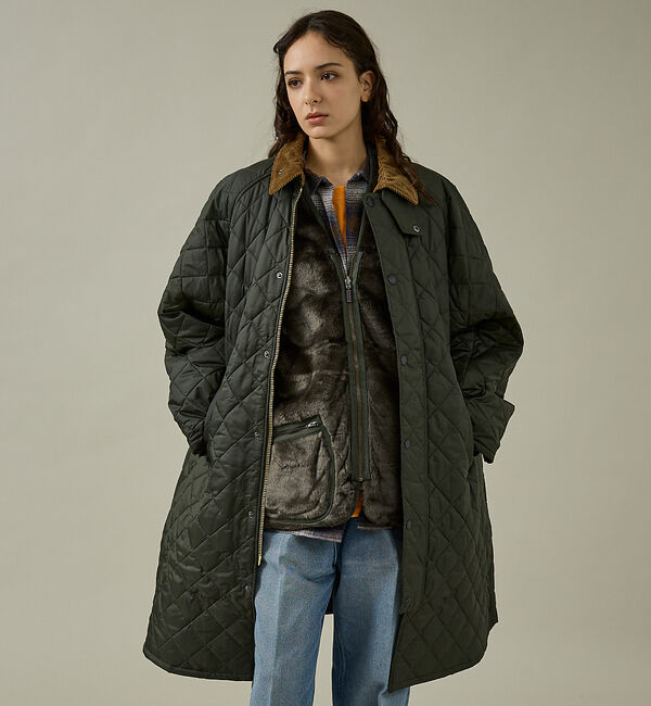 ABAHOUSE「【Barbour / バブアー】EXMOOR / エクスモア キルティング ステ」|ステンカラーコート|セージグリーン