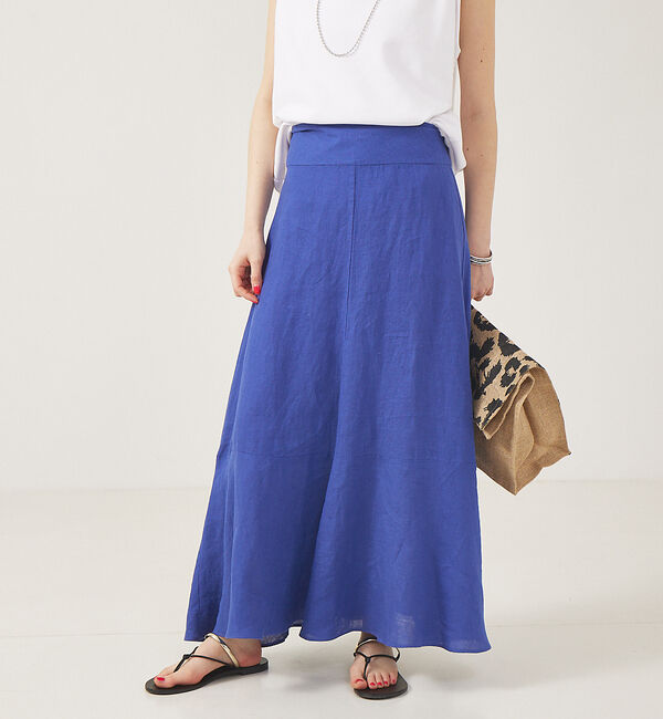 Rouge vif「【セットアップ対応】麻製品染マキシスカート」|スカート|ブルー