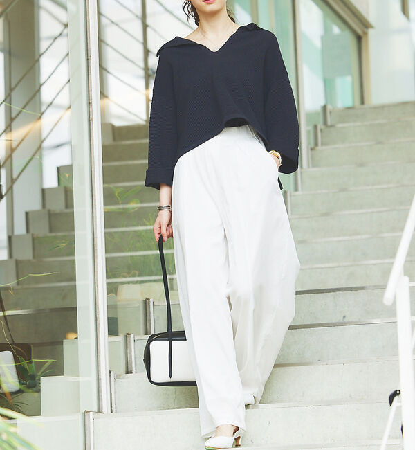 Rouge vif「リップルオープンカラーニット」|ニット・セーター|