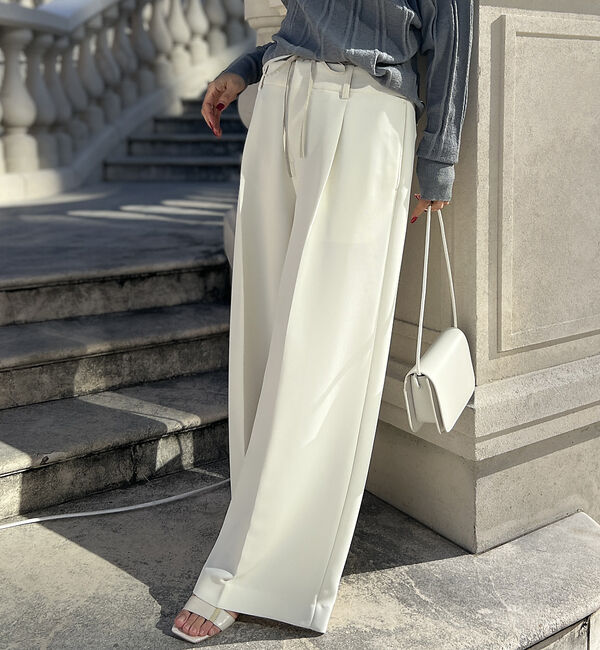 Rouge vif「ブロードリボン二重織レイヤードタックパンツ」|その他|アイボリー