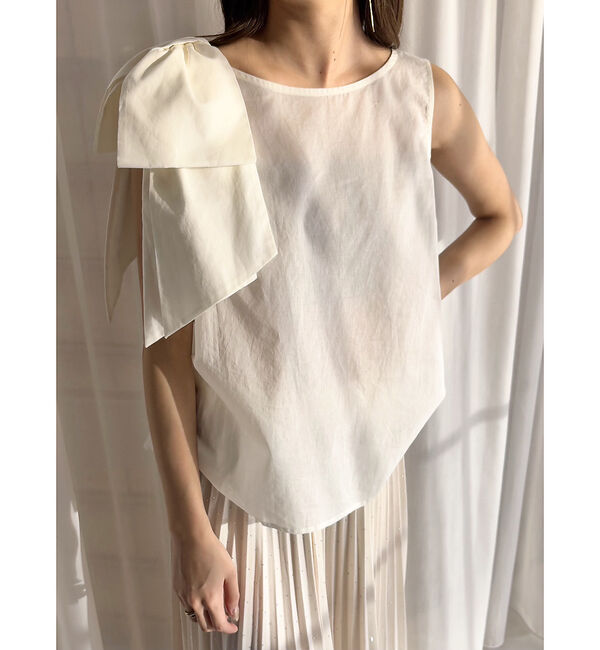 Rouge vif「【一部店舗限定】ショルダービッグリボンブラウス」|シャツ・ブラウス|ホワイト