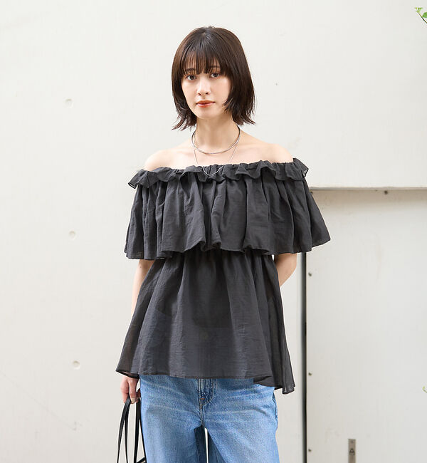 Rouge vif「コットンオフショルバルーンブラウス」|シャツ・ブラウス|