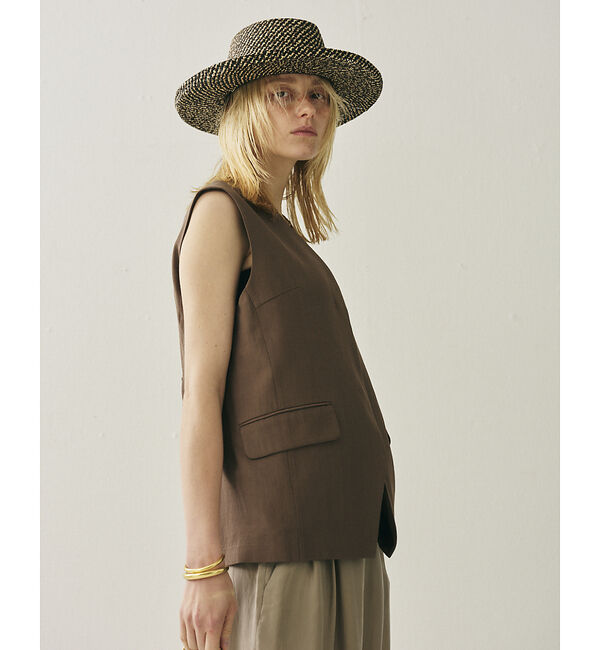 Rouge vif「リネン混サマーノーカラージレベスト」|シャツ・ブラウス|