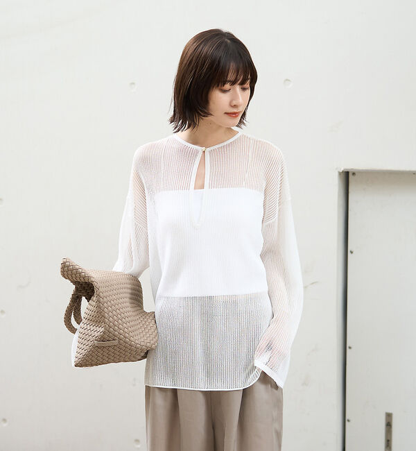 Rouge vif「スキッパー風透かしメッシュニット」|ニット・セーター|