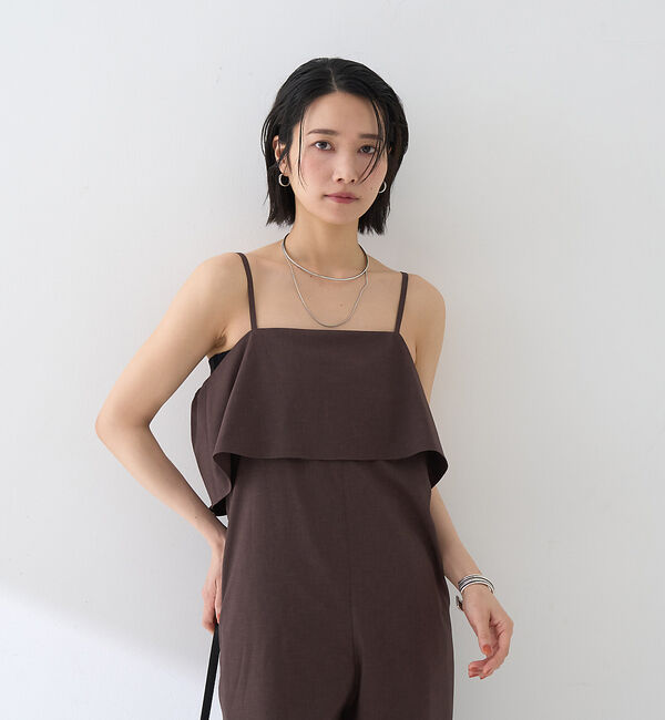 Rouge vif「フレアストレートワイドサロペット」|オールインワン|