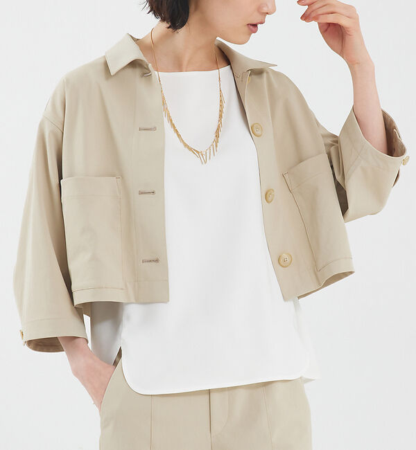 qualite「【セットアップ対応】2WAYストレッチシャツブルゾン」|ブルゾン・スタジャン|ベージュ