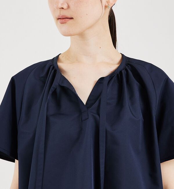 qualite「トリアセコットンギャザーブラウス」|シャツ・ブラウス|