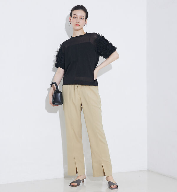 qualite「バックサテンジョーゼットベンツパンツ」|その他|