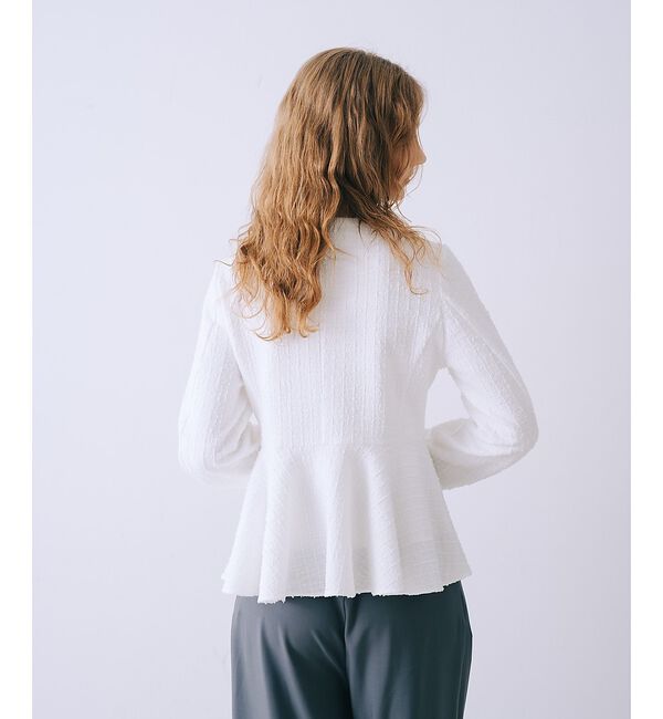 SELFIST「ペプラムカットツイードジャケット」|ノーカラージャケット|