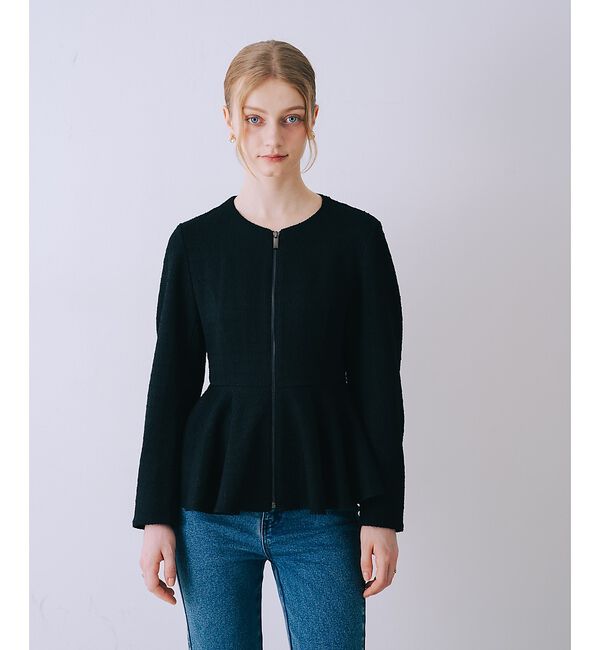 SELFIST「ペプラムカットツイードジャケット」|ノーカラージャケット|