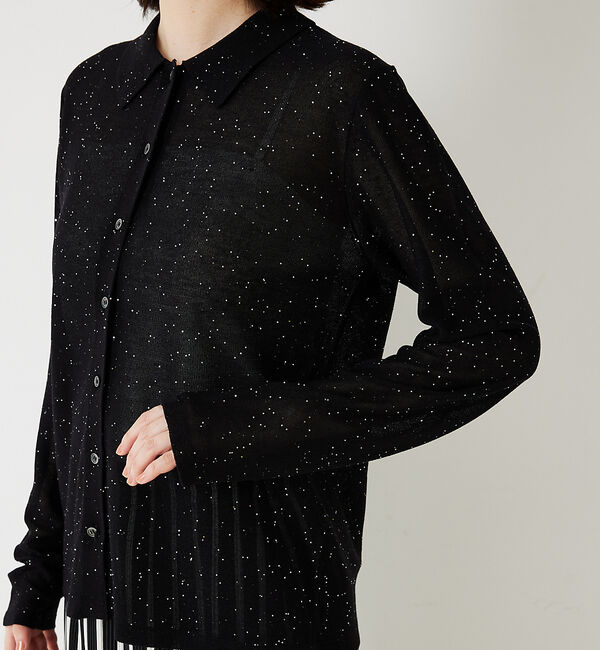 abahouse mavie「【アンサンブル対応】スパンコールシアーニットシャツ」|ニット・セーター|