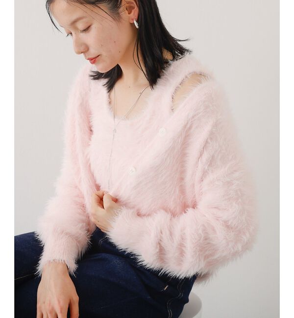 abahouse mavie「【２点セット】シャギーニットアンサンブル」|ニット・セーター|ピンク