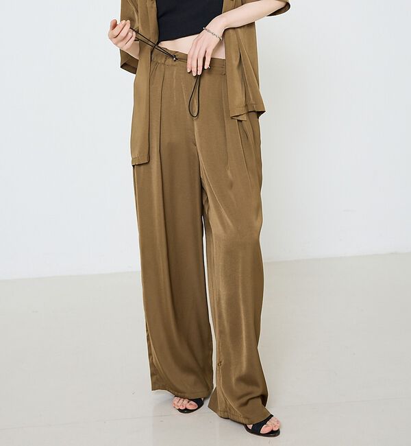 NOMINE「【セットアップ対応】ヴィンテージサテン ドロストコード パンツ【予約】」|その他|ブラウン系その他1