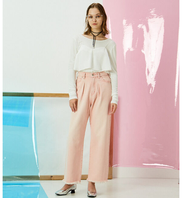 Soffitto「タックセミワイドデニムパンツ」|デニム|