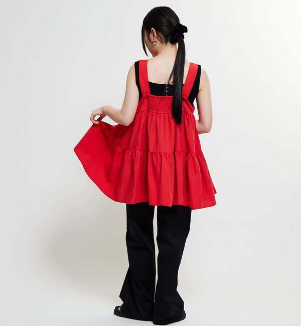 Soffitto「《コラボ》【Soffitto&times;TINDA】ティアード切替チュニック丈キャミソール」|キャミソール|