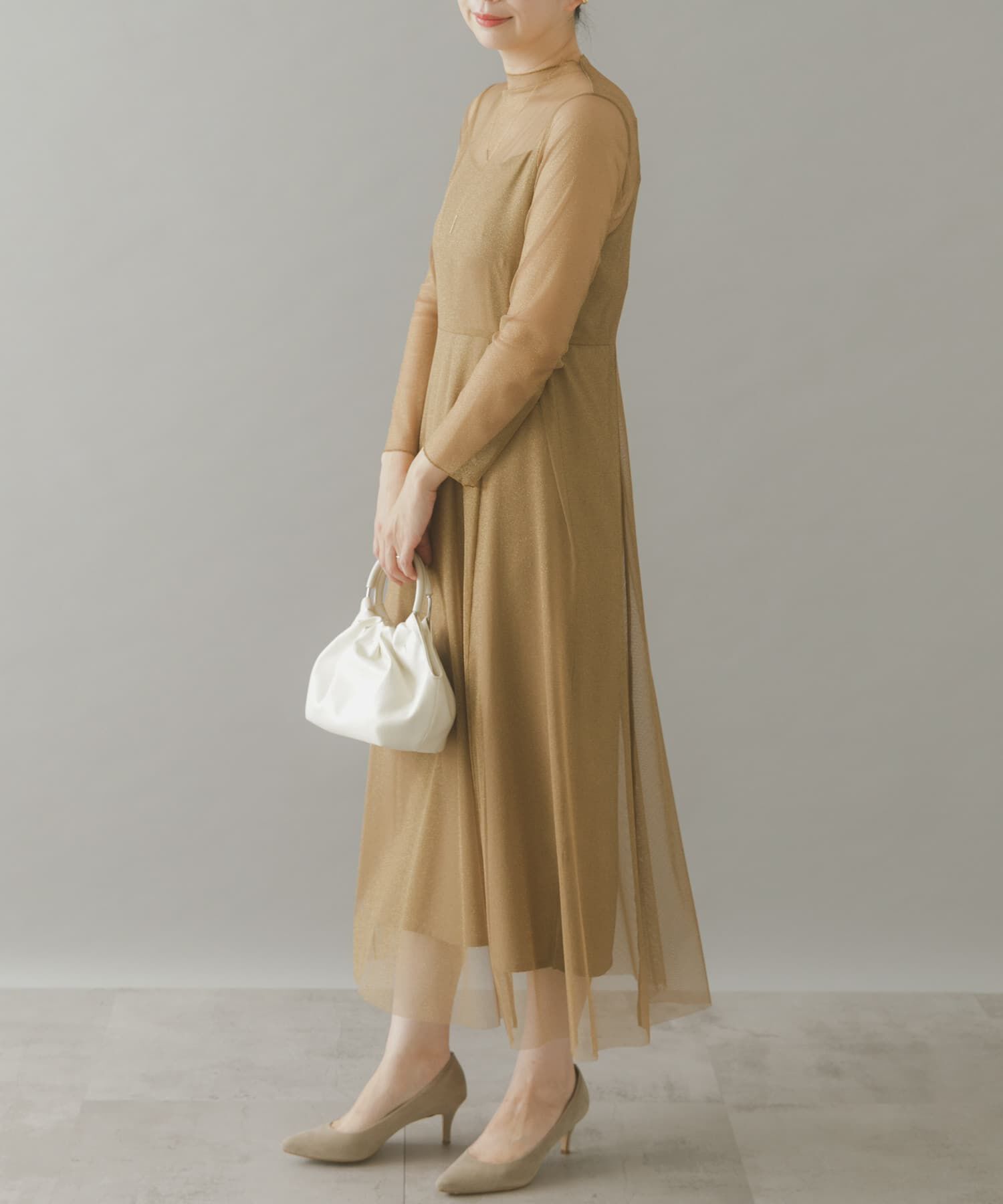 URBAN RESEARCH ROSSO「kaene　ラメチュールメローワンピース」|ワンピース|