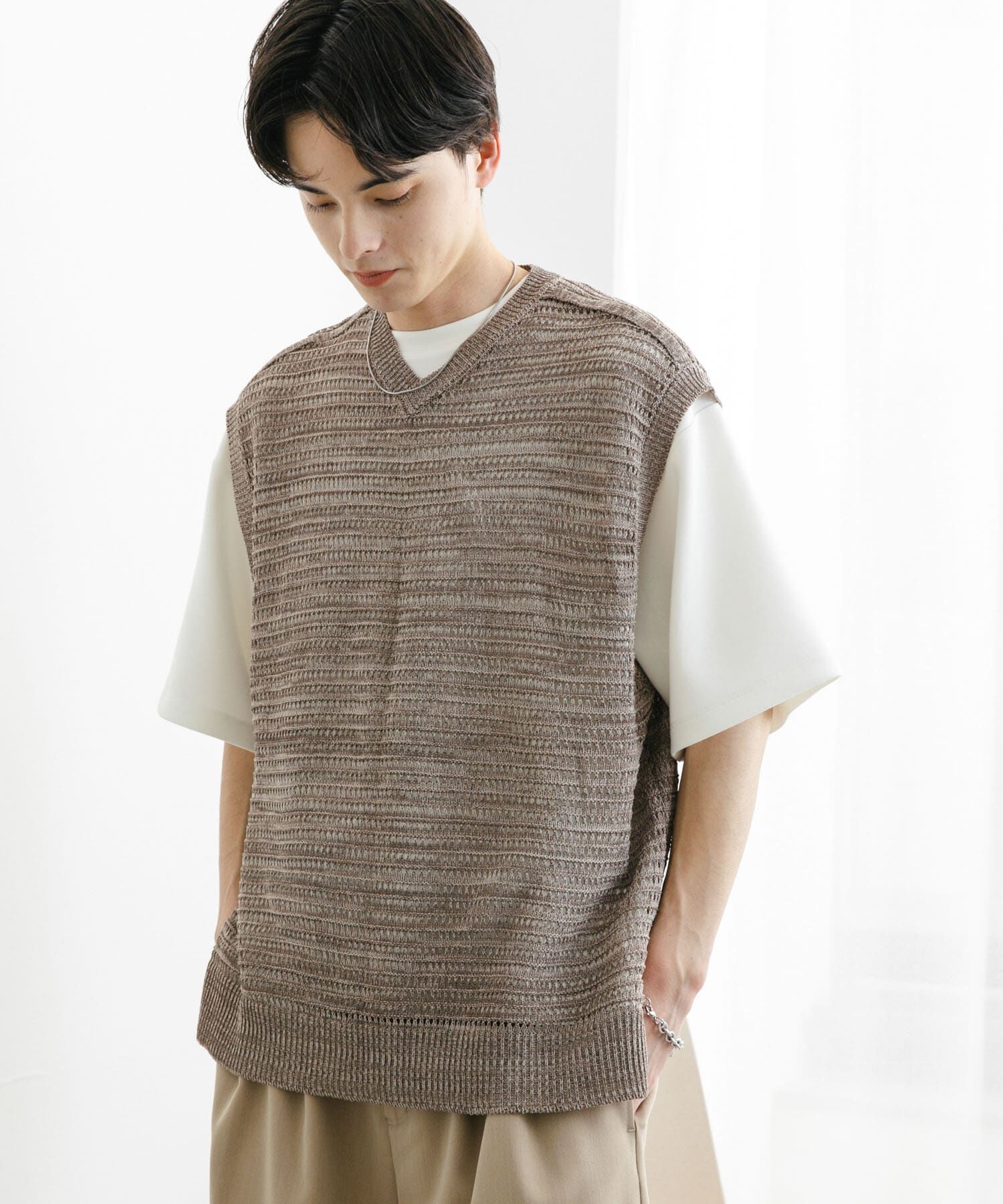 SENSE OF PLACE by URBAN RESEARCH「ミックスメランジVネックベスト」|ベスト・ジレ|
