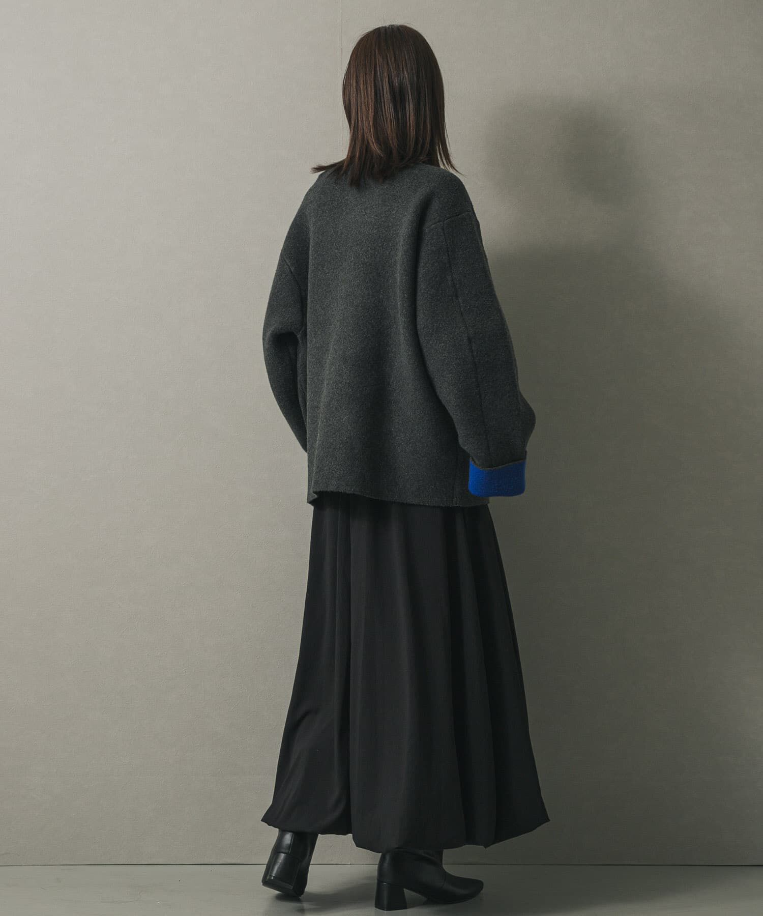 SENSE OF PLACE by URBAN RESEARCH「バイカラーニットコート」|ノーカラーコート|