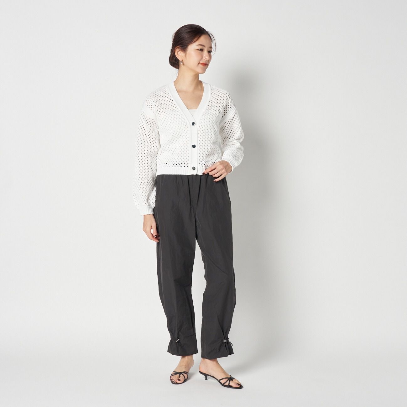 HELIOPOLE「HELIOPOLE EYELET KNIT V NECK CARDIGAN」|ニット・セーター|