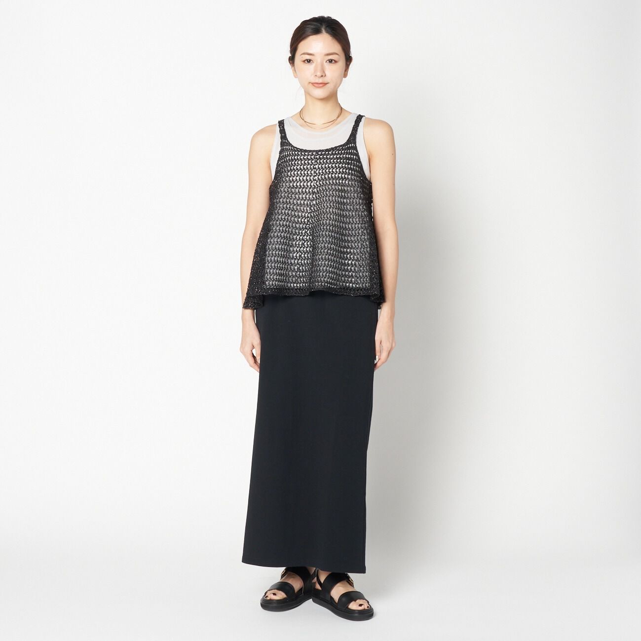 HELIOPOLE「HELIOPOLE GLITTER CROCHET KNIT CAMISOLE」|ニット・セーター|