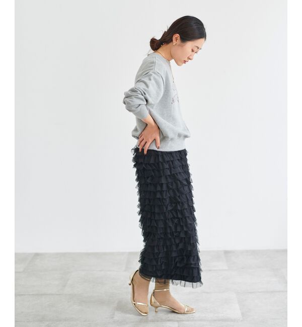 le.coeur blanc「《手洗い可能》TORRAZZO メッシュフリルIラインスカート」|スカート|