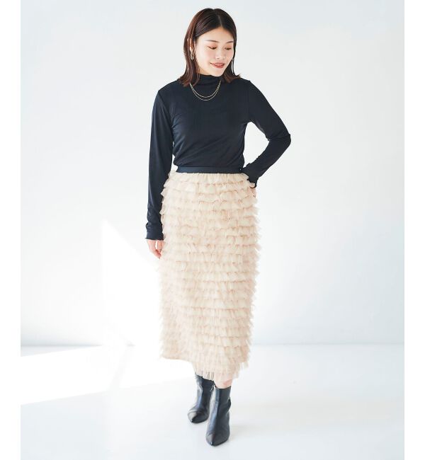 le.coeur blanc「《手洗い可能》TORRAZZO メッシュフリルIラインスカート」|スカート|