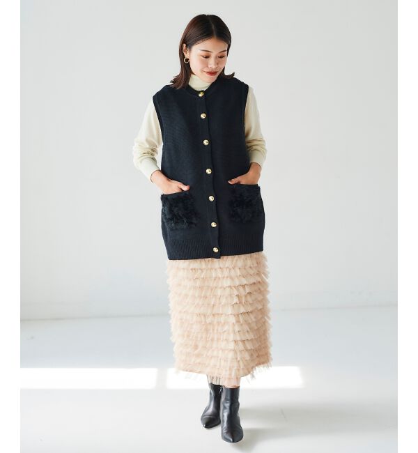 le.coeur blanc「《手洗い可能》TORRAZZO メッシュフリルIラインスカート」|スカート|