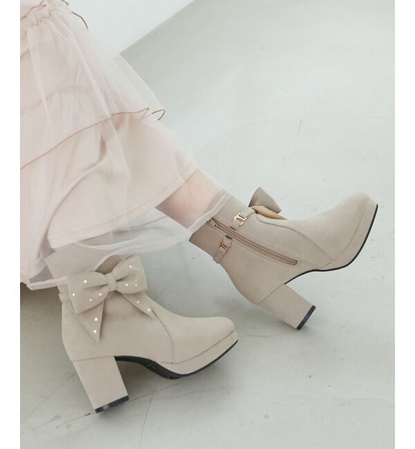  「3WAYビジューリボンブーツ」|ショートブーツ|