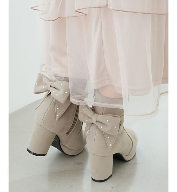  「3WAYビジューリボンブーツ」|ショートブーツ|