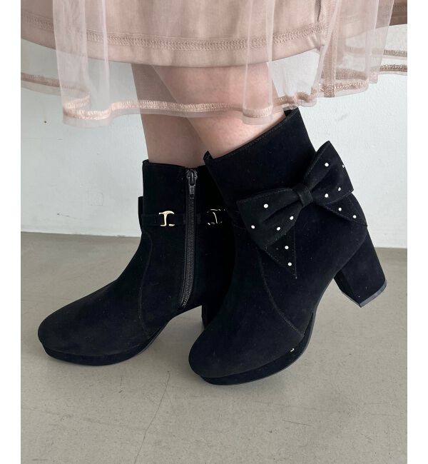  「3WAYビジューリボンブーツ」|ショートブーツ|