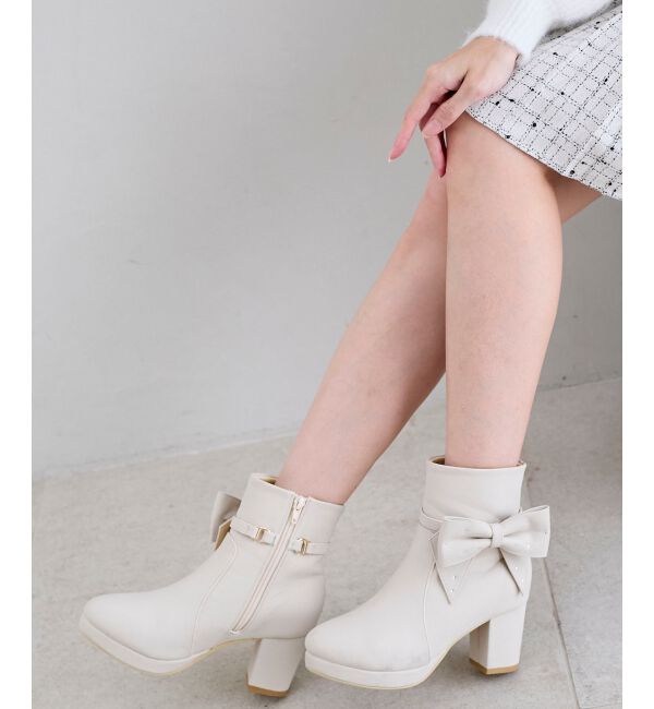  「3WAYビジューリボンブーツ」|ショートブーツ|