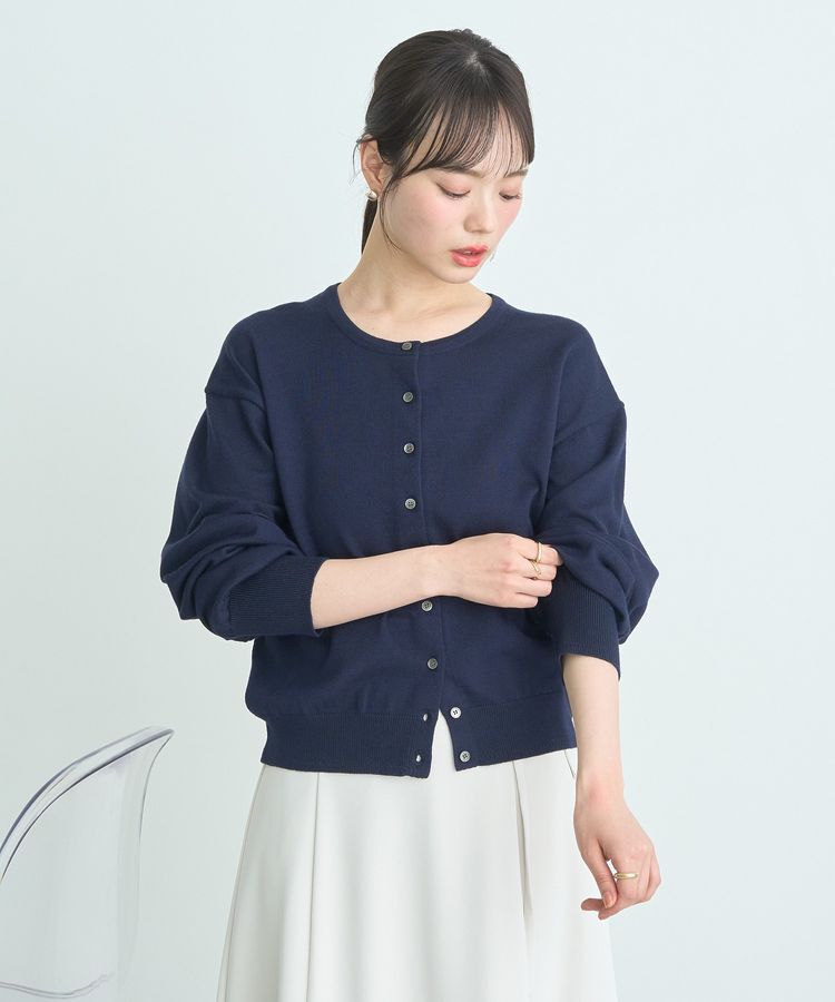 earth music&ecology「UVカット加工クルーネックニットカーディガン」|カーディガン|