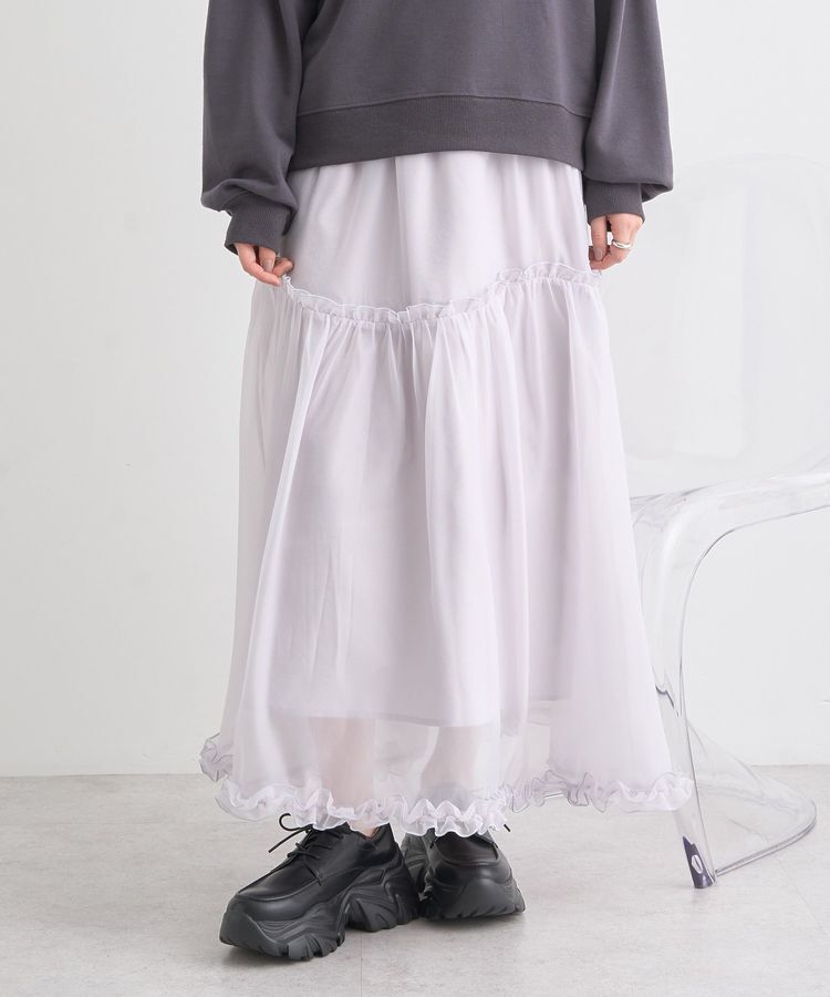 earth music&ecology「オーガンジーフリルヘムスカート」|フレア|