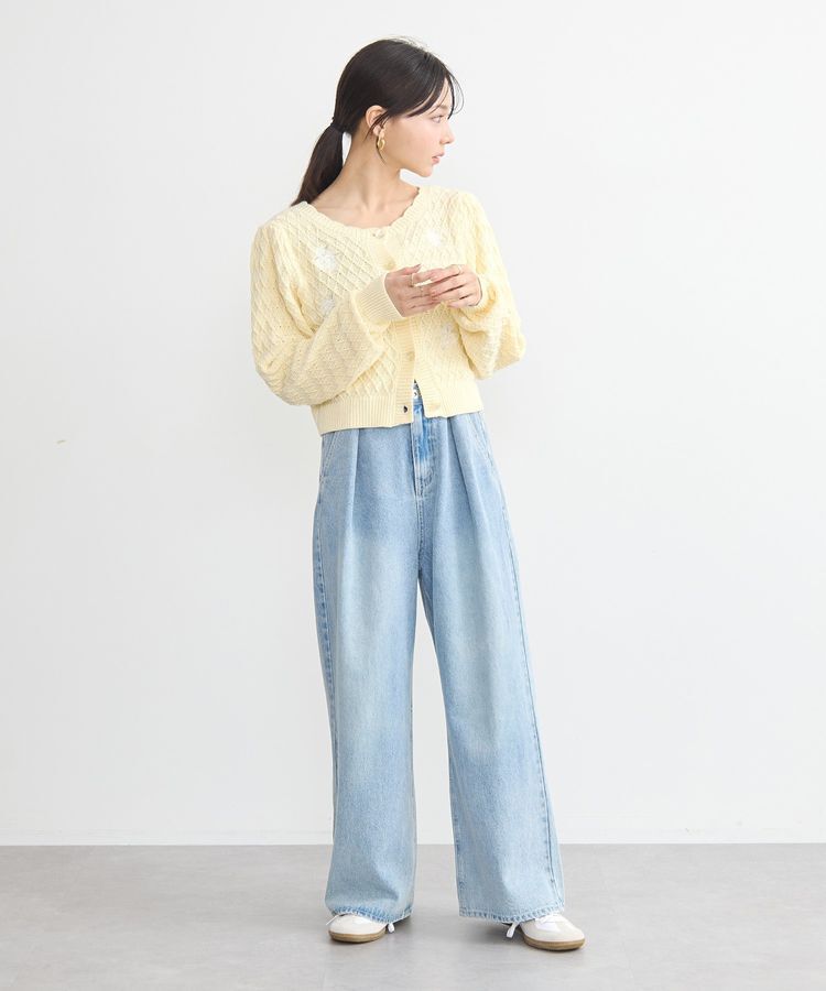 earth music&ecology「フラワー刺繍カーディガン」|カーディガン|