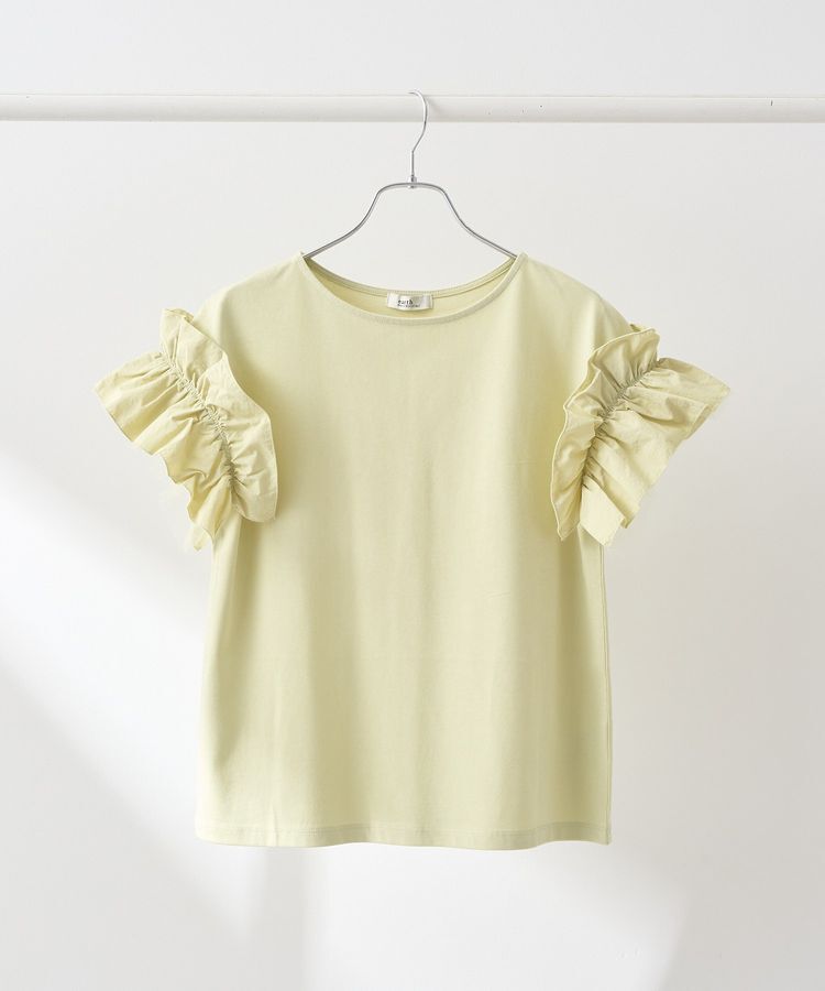 earth music&ecology「ギャザーフリルスリーブカットソー」|Tシャツ・カットソー|