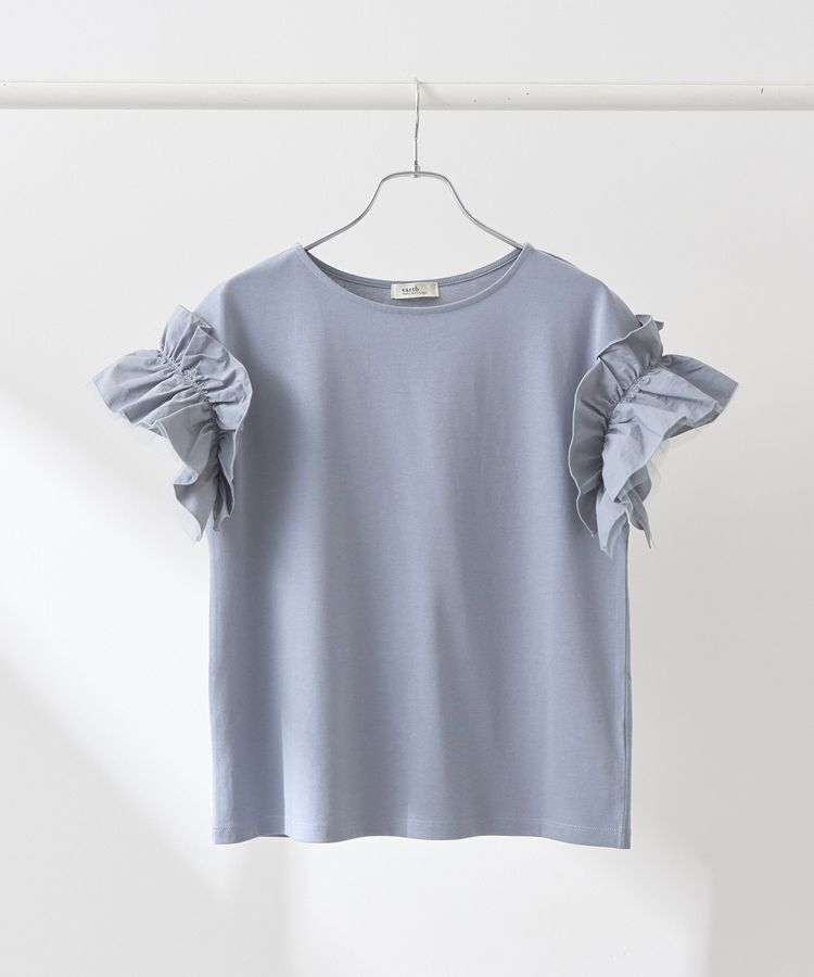 earth music&ecology「ギャザーフリルスリーブカットソー」|Tシャツ・カットソー|