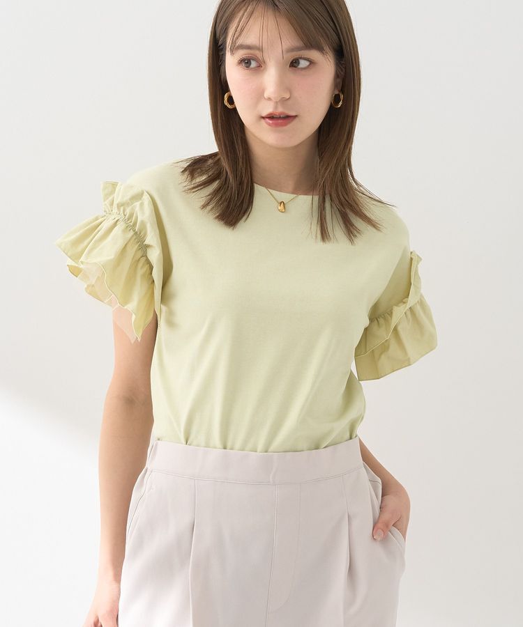 earth music&ecology「ギャザーフリルスリーブカットソー」|Tシャツ・カットソー|Yellow